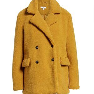 BP MUSTARD Textured Double Breasted Coat